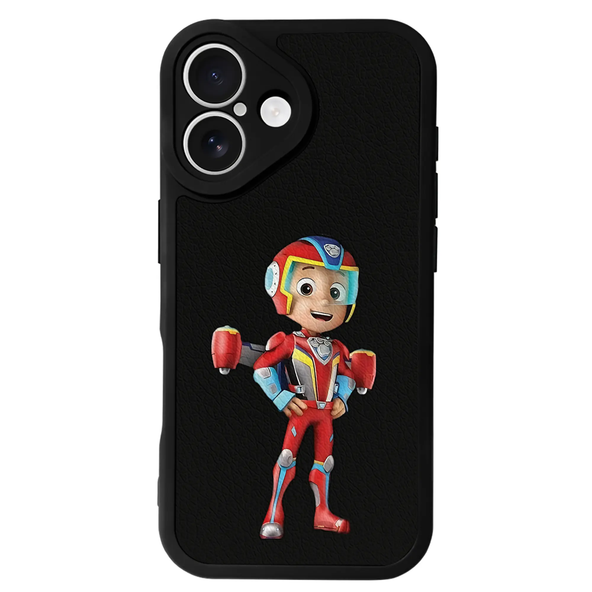 パウ・パトロール グッズ ライダー - IPhone 16シリーズ対応 ・ シリコンスマホケース ・ レザー調 ・ 高精度フィット ・ 耐衝撃 ・ ワイヤレス充電対応 ・ 精密カット